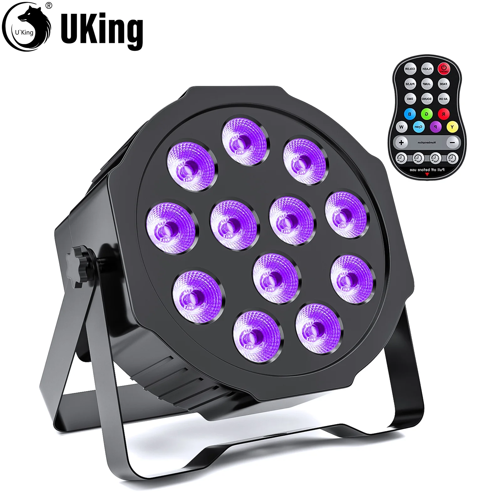 U'King 18W 12LED wiederaufladbare Par-Licht mit Batterie RGBWA + UV-Bühnenlichter DMX DJ-Lichter für