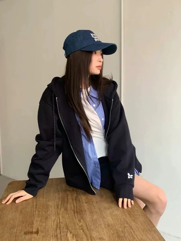 

Спортивный костюм SmoidANO с вышивкой цветов: свободная толстовка на молнии и дышащие брюки-юбка для женщин, повседневный, комфортный, не просвечивающий