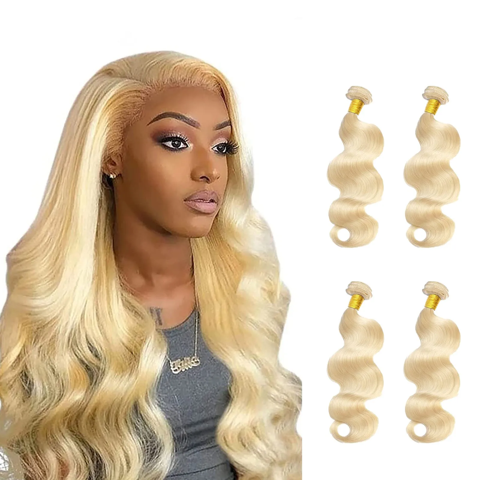613 Blonde Body Wave Bundles Remy Hair Weft Sew In Extensions Brazilian Virgin Human Hair Weave Bouncy Soft Cosplay Wigs 2026 T1
