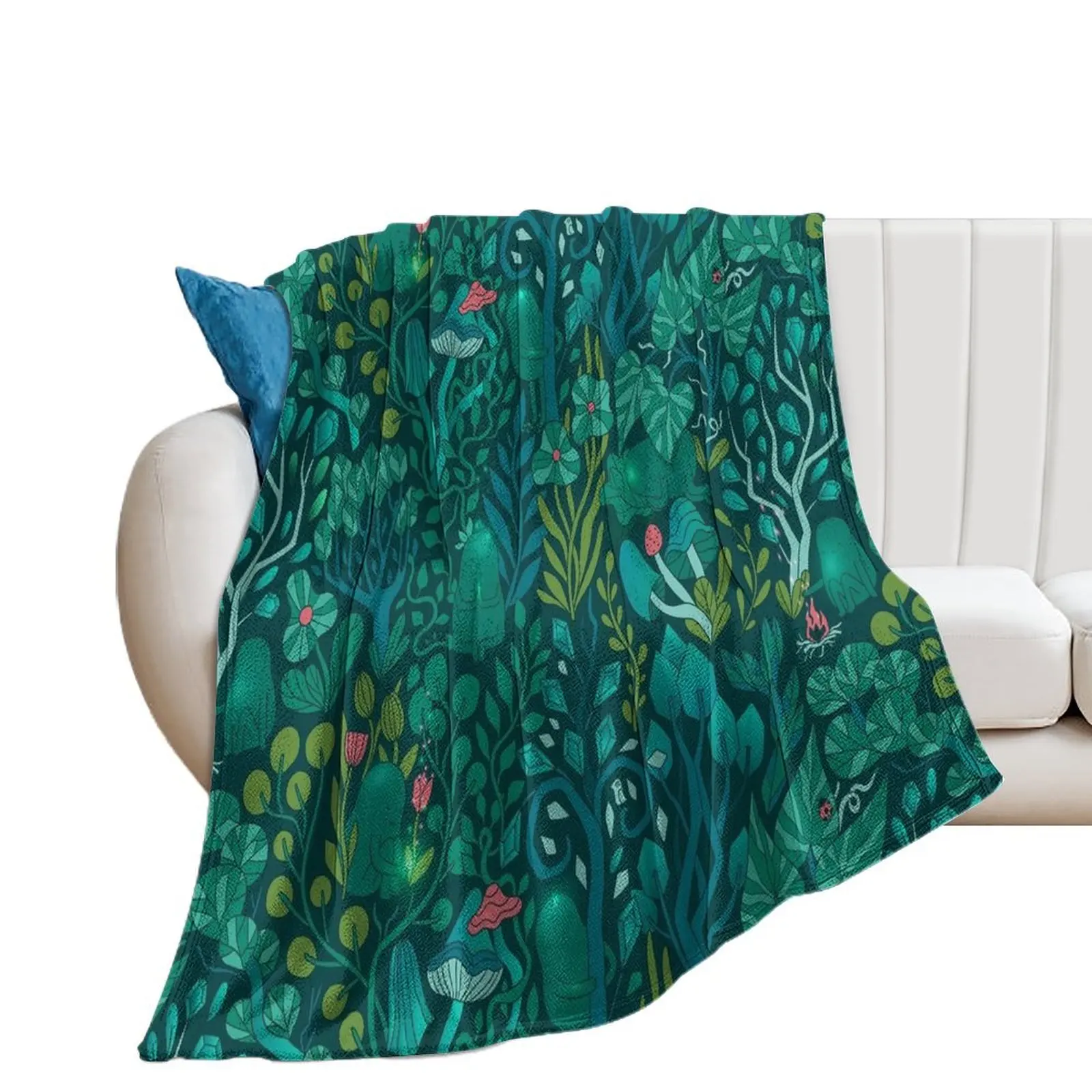 

Emerald forest keepers. Fairy woodland creatures. Tree, plants and mushrooms Throw Blanket Sofa Throw for sofa Cute Blankets