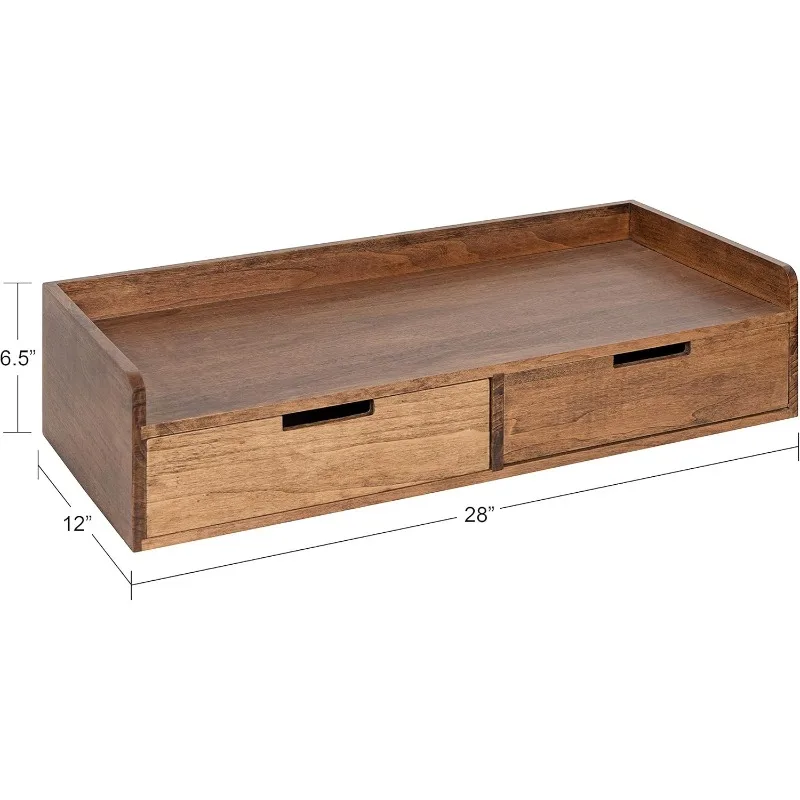 home.Kitt moderne zwevende plank met laden, 28 x 12 x 6,5 inch, chique zwevende opbergconsoletafel of bureau voor aan de muur