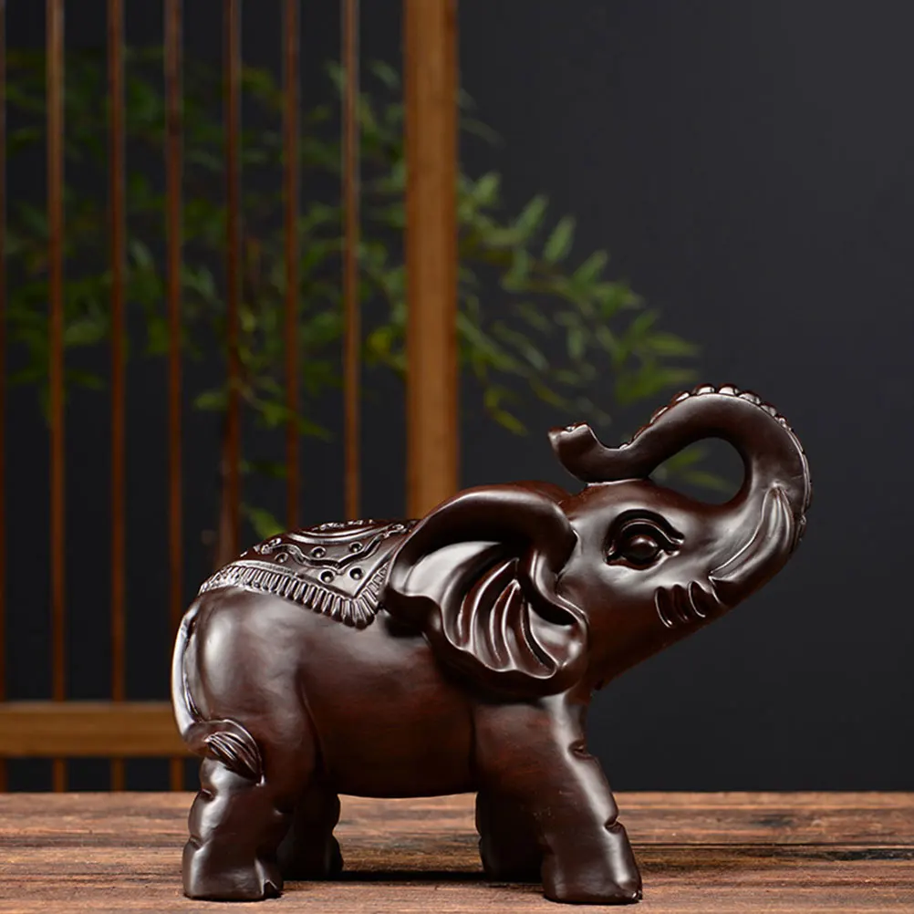 

Wood Elephant Statue 12cm Home Decor Accents Delicate Carving Living Room nament Gift Idea Wooden Animal