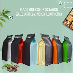 25pcs 250g 500g 1kg Factory Price Matte Black Block Bottom Ziplock Plastic Packaging Coffee Bags Black Coffee Beans Pouch