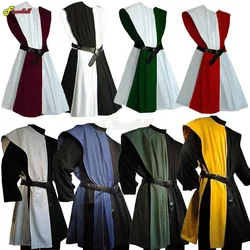 Mens Medieval Larp Warriors Knight Costume Cosplay Tunic Vest Gown Shirt Tops Sleeveless Tabard Coat Surcoat For Adult Plus Size