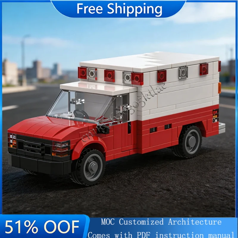 352 PCS Rescue Ambulance Vehicle Model Model Building Blocks Children Educational Assembly Toys Birthday Creative Display Gifts