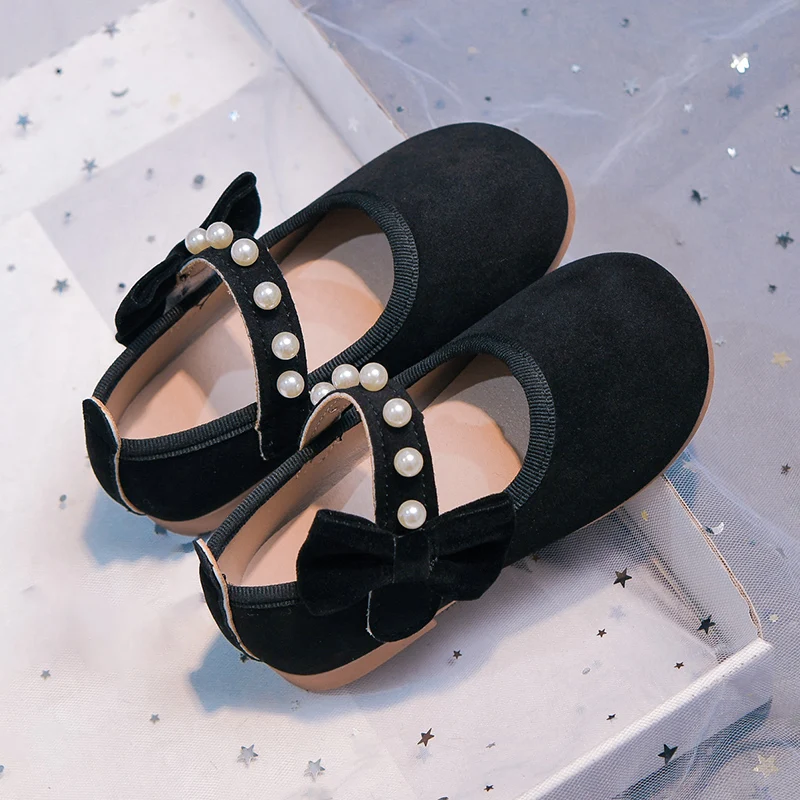 

Детские повседневные туфли для девочек: элегантные, из флоковой ткани, с бантом, милые, мягкие, шикарные, для свадьбы и вечеринки, красные, черные, весенняя новинка