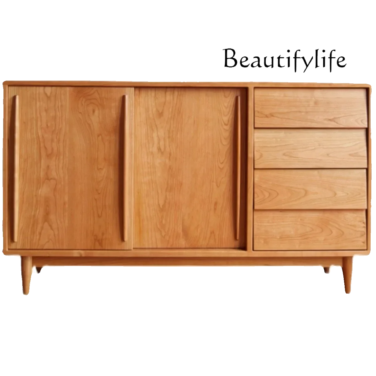 

Nordic Cherrywood Sideboard Cabinet Living Room Solid Wood Entrance Cabinet Bedroom Wood Color Storage Cabinet