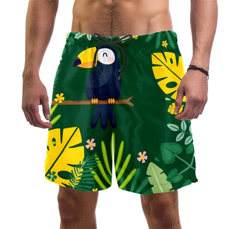 New Summer Hawaiian 3D Printing Tropic Leaves Beach Shorts Fruits Graphic Swimming Shorts Men Fashion Streetwear Swimming Trunks