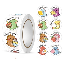 100-500Pcs 3cm Korean Cute  Animal Thank You Stickers Roll for Envelope Student Kid Label Kawaii Stationery Sticker Seal Lable