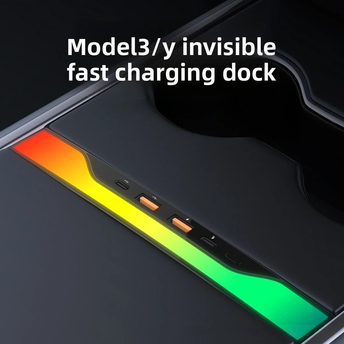 

For Tesla Model 3 Y central control docking station with 27w fast charging streamer gradual change pickup RGB ambient light
