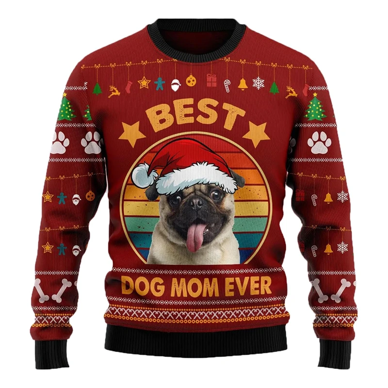 Best Dog Mom Ever Ugly Christmas Sweater Funny Cute Pet Dog Graphic Men Women Sweatshirt Fashion Casual Dogs Lover Pullovers