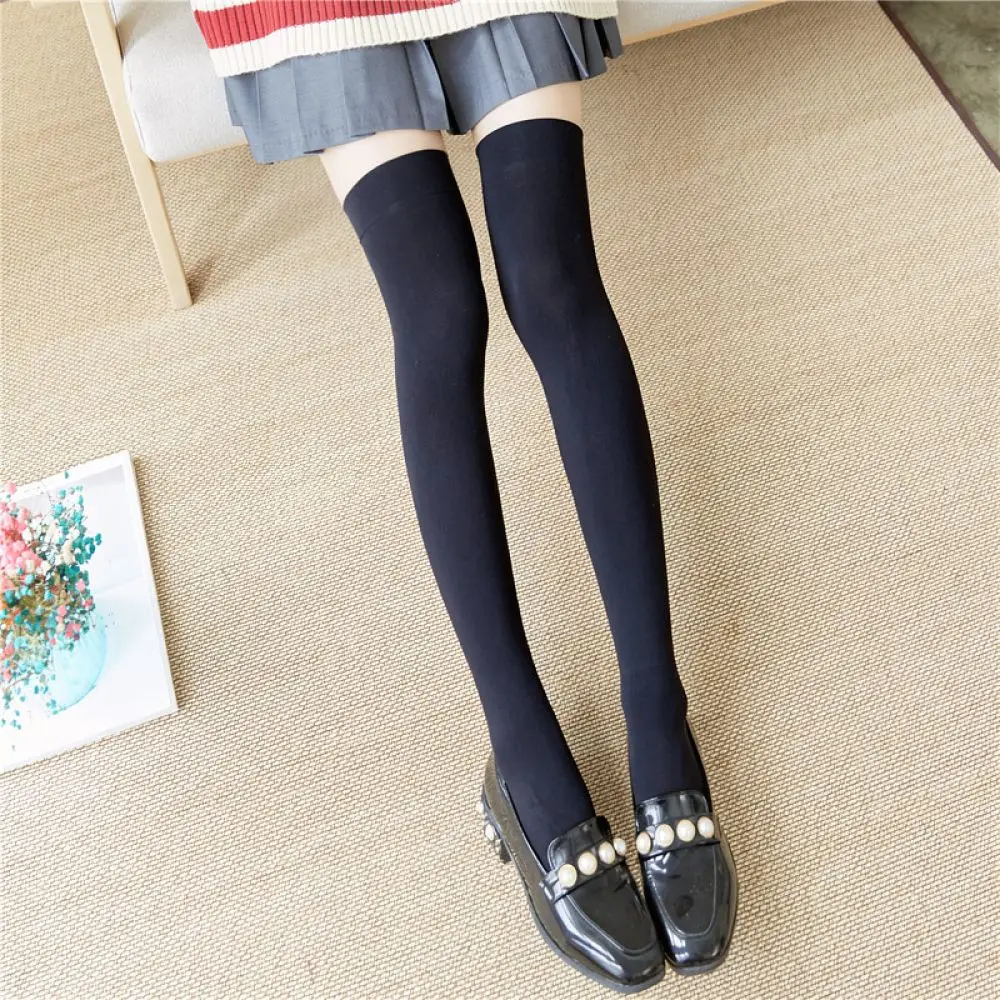 Women Thin Velvet Over The Knee Highs Stretchy Slim Stockings Soft Long Socks For JK Uniform Casual Daily Wear