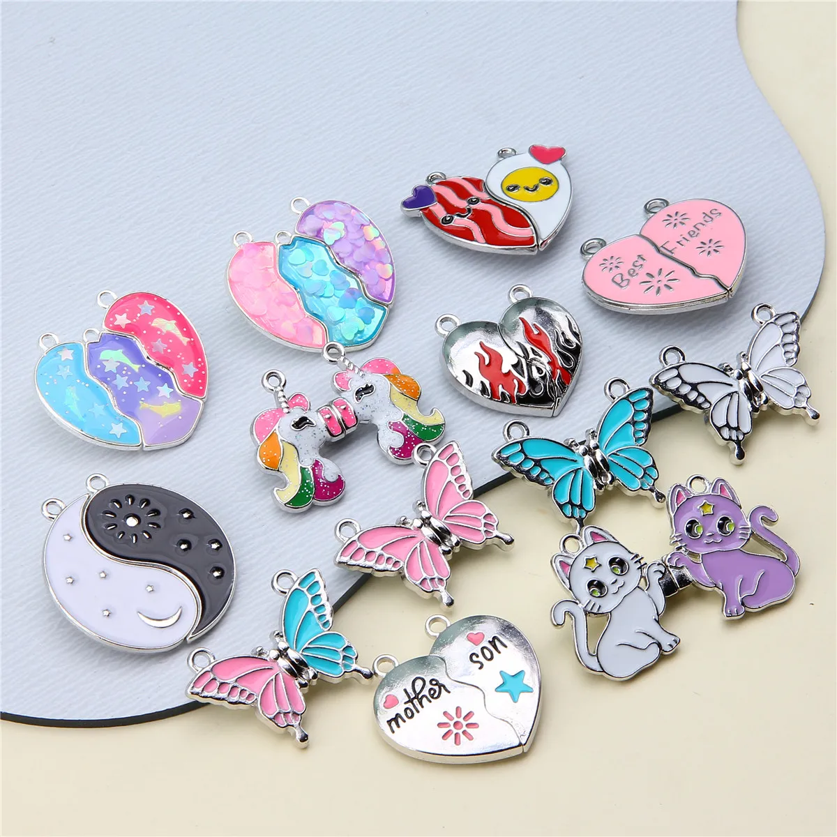 15sets Hot Selling BFF Good Friends Magnet Attract Love Butterfly Splicing Necklace Pendant Accessories