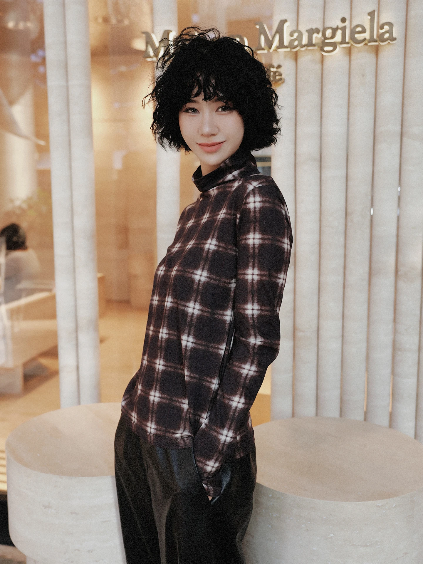 

Длинная бархатная хлопковая футболка с высоким воротником, женская осенне-зимняя клетчатая основа, внутренняя одежда, простой облегающий длинный све