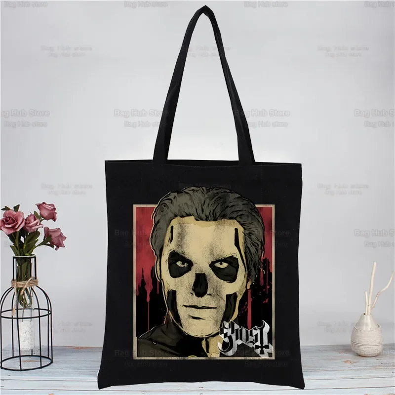 Ghost Rock Band Canvas Shoulder Bag Tote Bag Aesthetics Prevalent Popular Characters Shopping Bags Cotton Handbags Books Bag