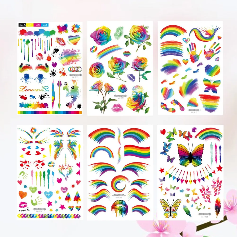 

Rainbow Temporary Face Body Sticker Waterproof Vivid Art Design Removable Skin-Friendly Party Accessory Disposable One-Off