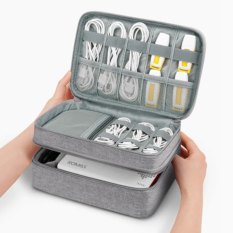 Travel USB Gadget Cable Accessories Bag Headphone Storage Box Data Cable Storage Bag Hard Disk Charger Power Bank Organizer