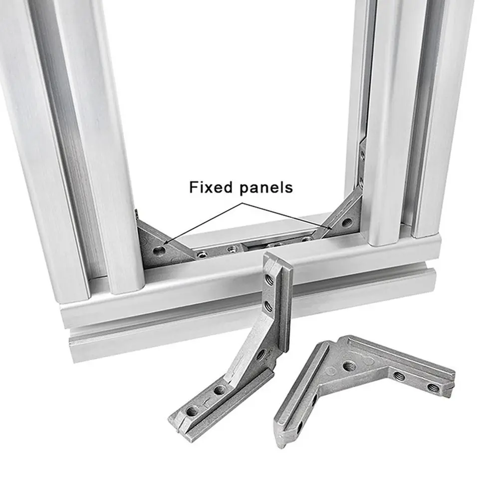 1/4Pcs 2020 3030 4040 Angle Slot Connector Sandblasting Surface Die Cast Aluminum Corner Code Bracket L Bracket Fixing Hardware