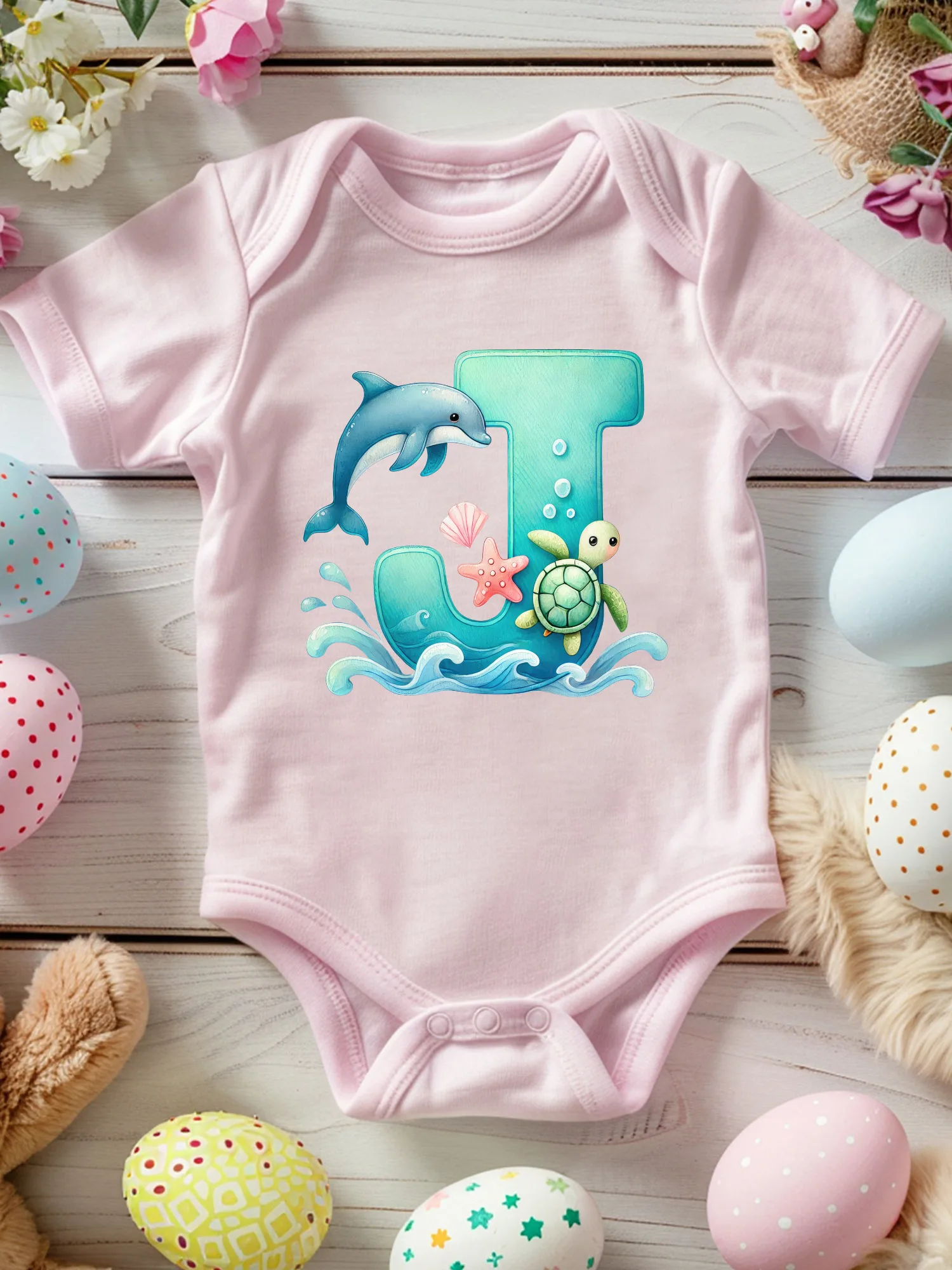 

Детский комбинезон-слип Undersea Letter J унисекс, 100% хлопок, мягкий, всесезонный, розовый, 190 г/м²