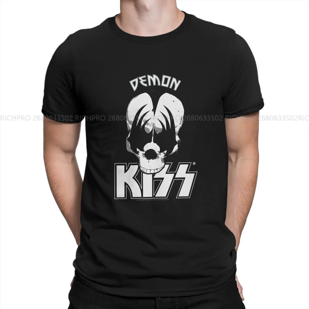 

Футболка KISS Man с изображением демонического черепа, модная футболка из полиэстера, хипстерская уличная одежда в стиле Харадзюку