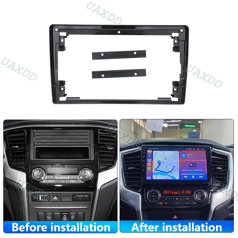9 Inch Car Frame Fascia Canbus Box Adapter for Mitsubishi Triton L200 2019-2023 Android Radio Dash Fitting Panel Cable Harness