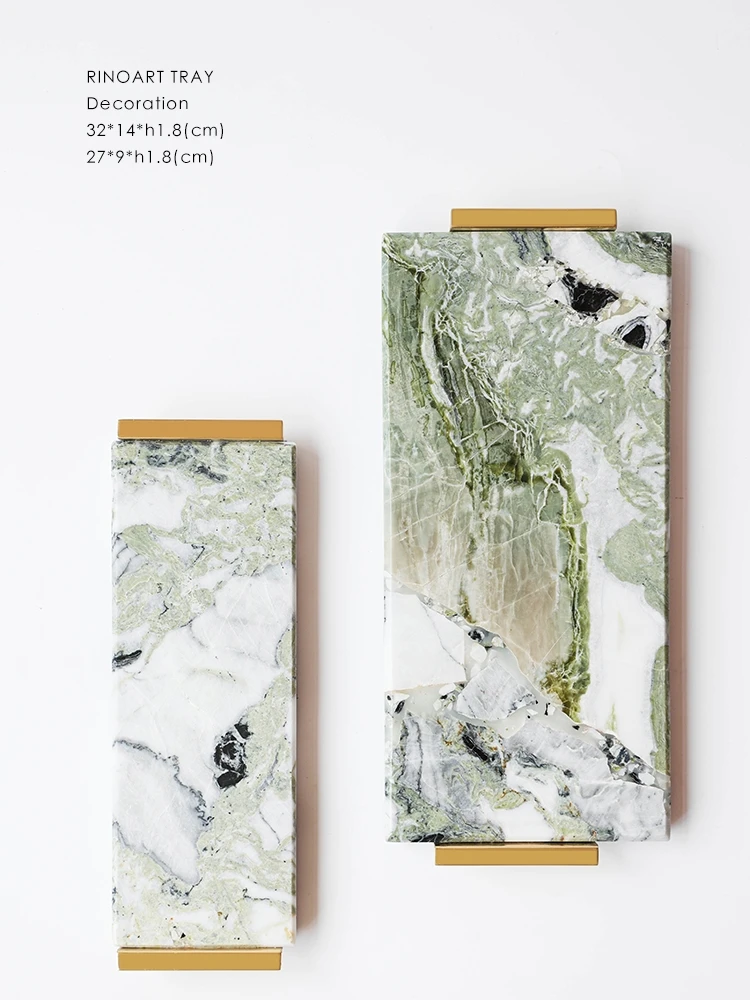 

Cold jadeite "natural marble + brass" flowing water luxury stone entrance bathroom storage tray