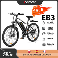 IScooter Electric Bike EB3 with 500W Motor for Adult, E-bike Electric City Bike , 36V 10.4AH Removable Lithium Battery, EN15194