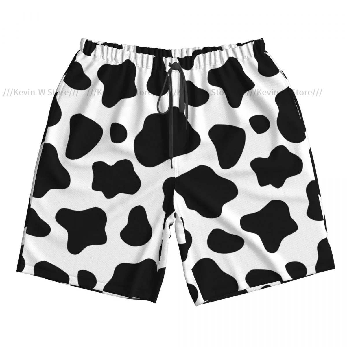 Summer Men's Swimwear Shorts Black And White Cow Pattern Beachwear Swim Trunks Men Swimsuit