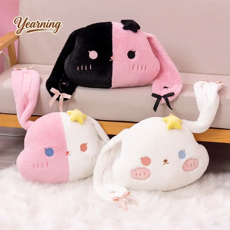 

Soft Rabbit Pattern Pillow Blanket Integrated Design Lightweight Foldable Travel Blanket Office Lunch Break Cushion Back Pillow