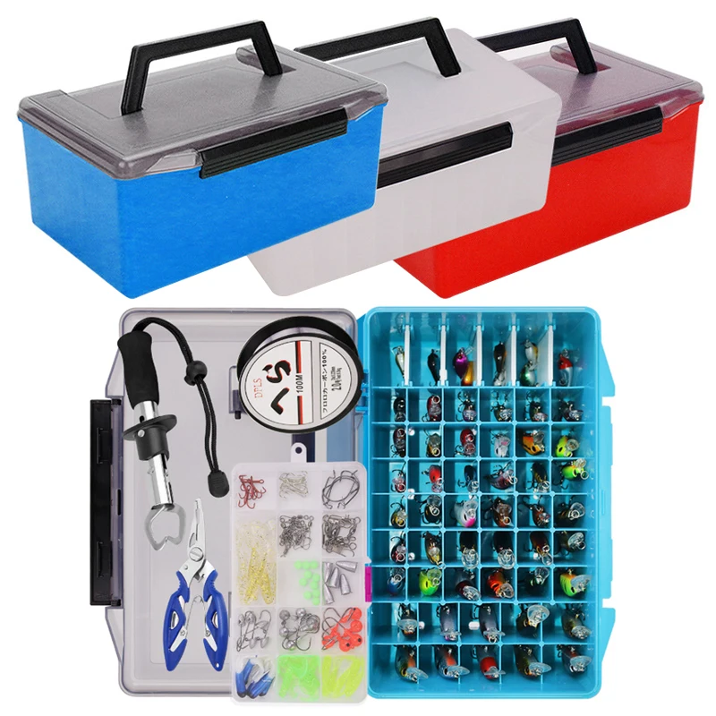 

Fishing Shrimp Box Portable 52 Grids Fishing Lure Tools Thicken Depth Large Multifunction Fishing Tackle Case 27 x 18 x12.5cm