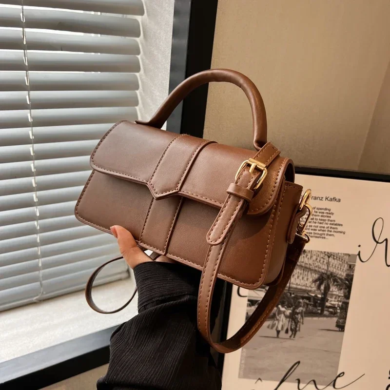 

2025 New Pu Leather Shoulder Bag for Women Handbag - Fashion Crossbody Bags Vintage Underarm Bag Square Satchel