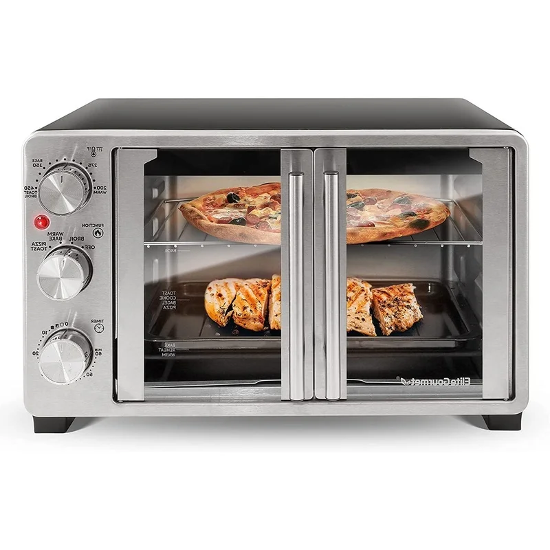 

New Double French Door Toaster Oven 25L Convection Electric Oven Baking Toasting Broiling Pizza with Adjustable Timer 1500W
