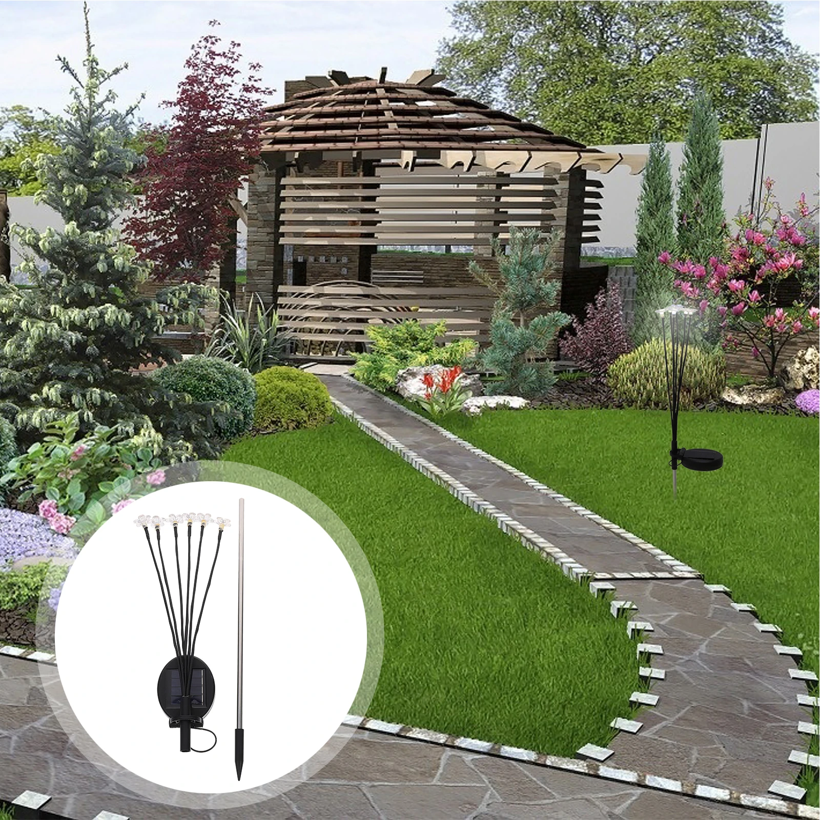 

Solar Powered Firefly Lights RGB Fairy Lanterns Waterproof Yard Decorative Garden Pathway Lawn LED Light Outdoor Lighting