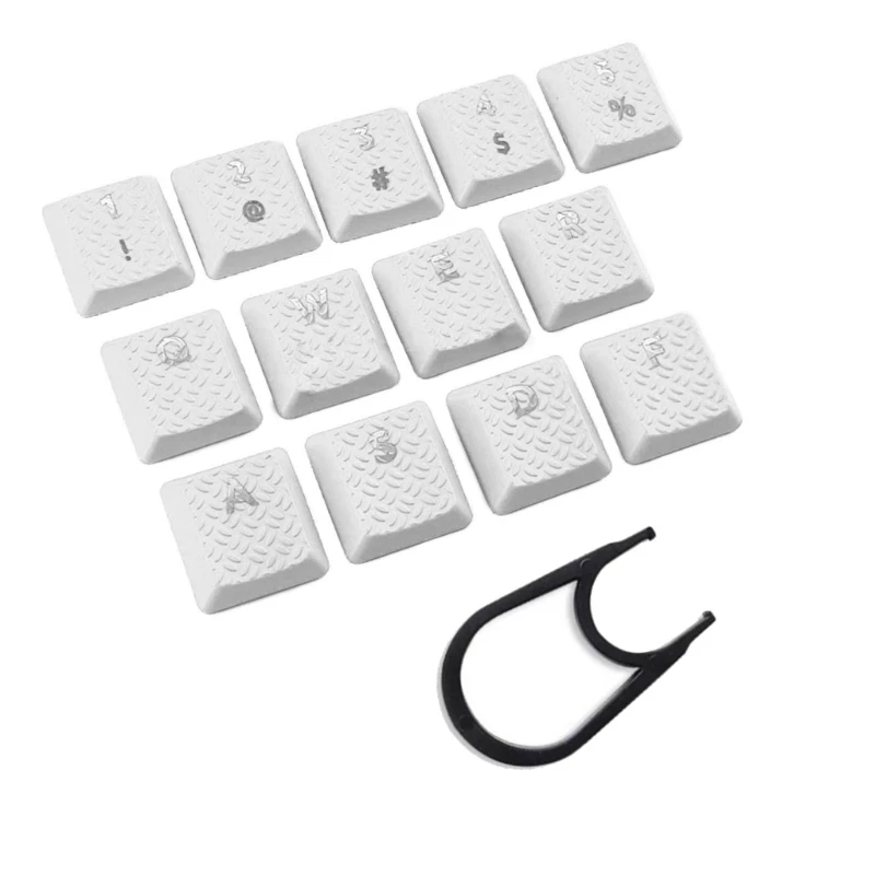 DIY  Keyboard Keycaps 13pcs ABS Backlit Keycap with Texture Non-slip Cover Suitable for Gaming Mechanical Keyboard