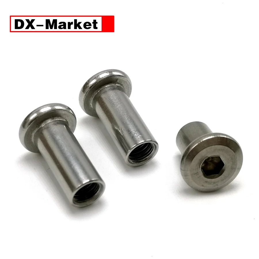 M4 Hex Socket Nuts , 304 Stainless Steel Furniture Screw Female End ,M2~M10 Flat Head Rivet Nut, B020