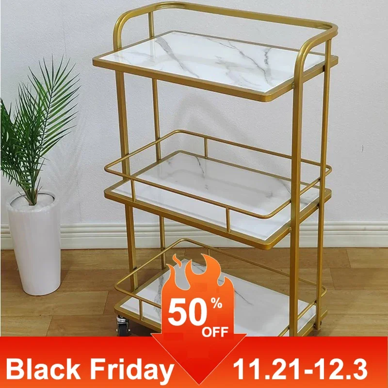 Rolling Trolley Storage Cart Utility Beauty Salon Tray Furniture Business Drawer Gold Hairdressing Muebles Belleza Stainless