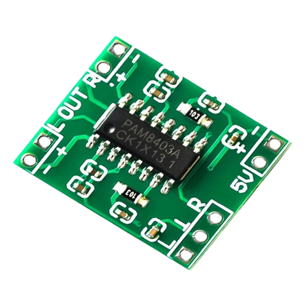 Módulo amplificador de potencia de audio PAM8403, 2,5 V-5,5 V, 2 canales, placa amplificadora de audio estéreo súper mini, fuente de alimentación USB Clase D para Arduino