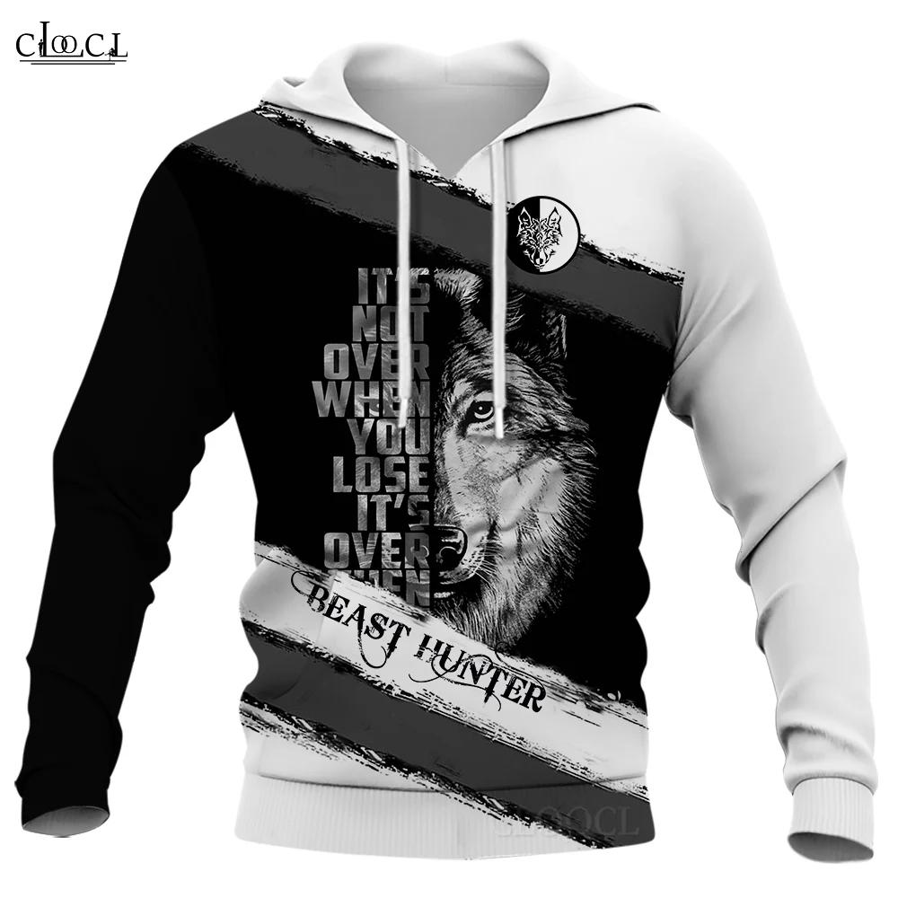 

CLOOCL Spring Hoodies Sweatshirt Beast Hunter Graphic Fashion Loose Fit Streetwear Wolf 3D Printed Men's Clothing Hoodie