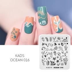 KADS Ocean 016 Nail Stamping Plates Stainless Steel Nail Art Stamping Template Print Aquatic Plants Fish Boat Flower Shell Image