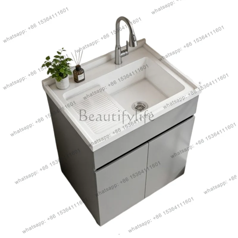 

Honeycomb Aluminum Waterproof Sunproof Balcony Laundry Cabinet Customizable Sink Washboard Bathroom Furniture