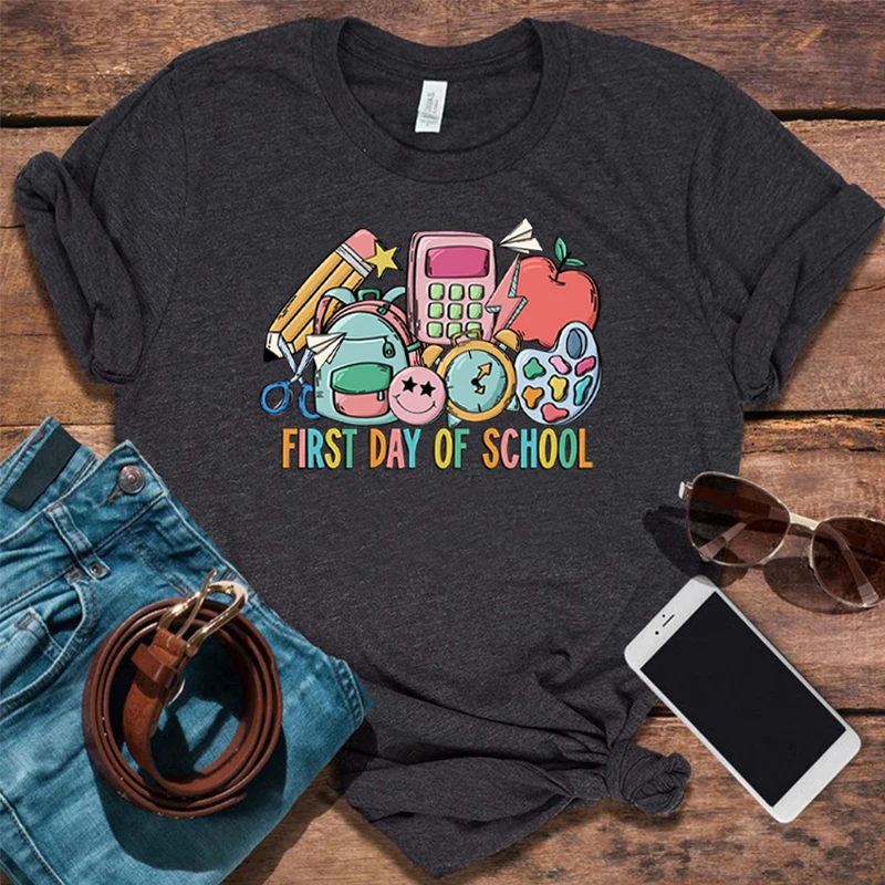 

First Day of The School Shirt Back To School First Day of School Women Clothes Gaming School Tshirt Teacher Gift