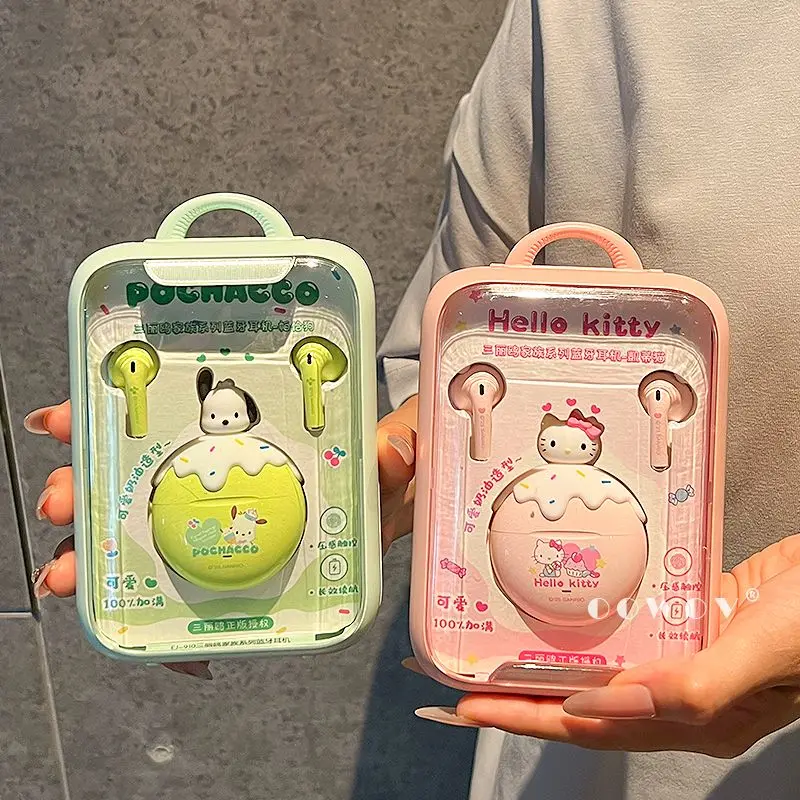 

Hello Kitty Kuromi Cinnamoroll Cartoon Kawaii Wireless Bluetooth Headphones for Women Half-In-Ear New High-Pretty Birthday Gift