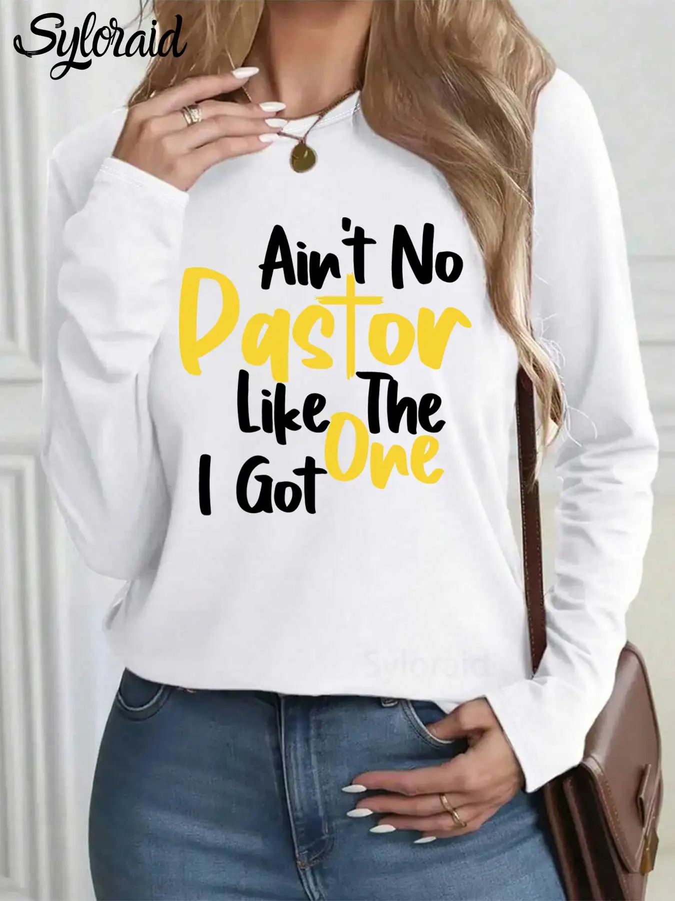 المرأة طويلة الأكمام تي شيرت ليس هناك قس مثل الذي حصلت فيه تي شيرت مضحك قائلا قميص موضة الجولة الرقبة رداء علوي غير رسمي #1