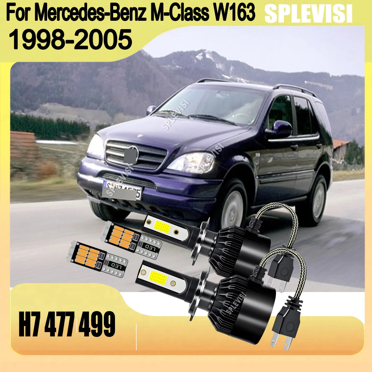 

LED White H7 60W Headlamp Hi/Low - Advanced UV-Resistant Technology For Mercedes-Benz M-Class W163 1998 1999 2000 2001 2002-2005