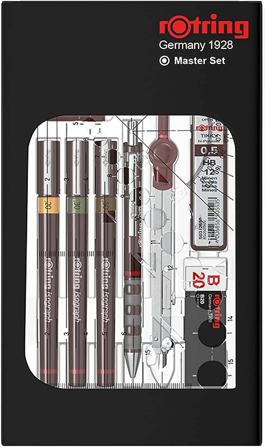 Rotring Technical Pen Junior/College/Master Set Waterproof Architectural Engineer Professional Drawing Design Comics Fineliner