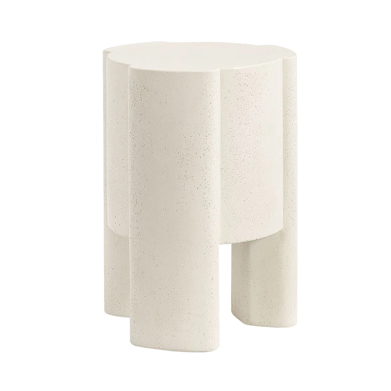 French cream white coffee table modern round side table cement entrance table for living room furniture