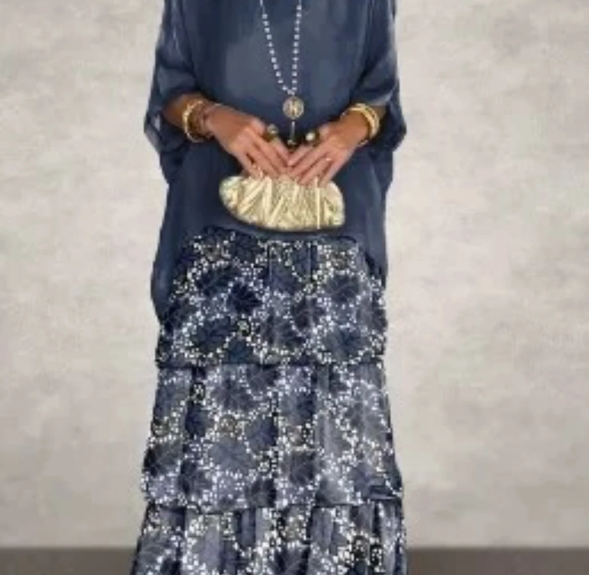 Abito lungo Boho in chiffon con stampa floreale elegante femminile Abito lungo da donna con scollo tondo primaverile Abito con gonna a torta con mezza manica a pipistrello