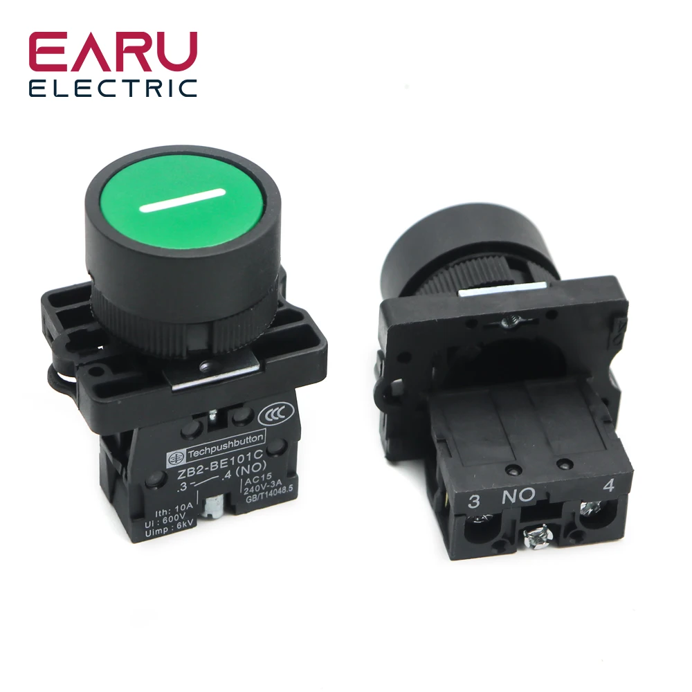 22mm Start Stop Button With The Arrow Symbol XB2 Flat Touch Switch Button Momentary Button Switch Plastic Red/Green Push Buttons