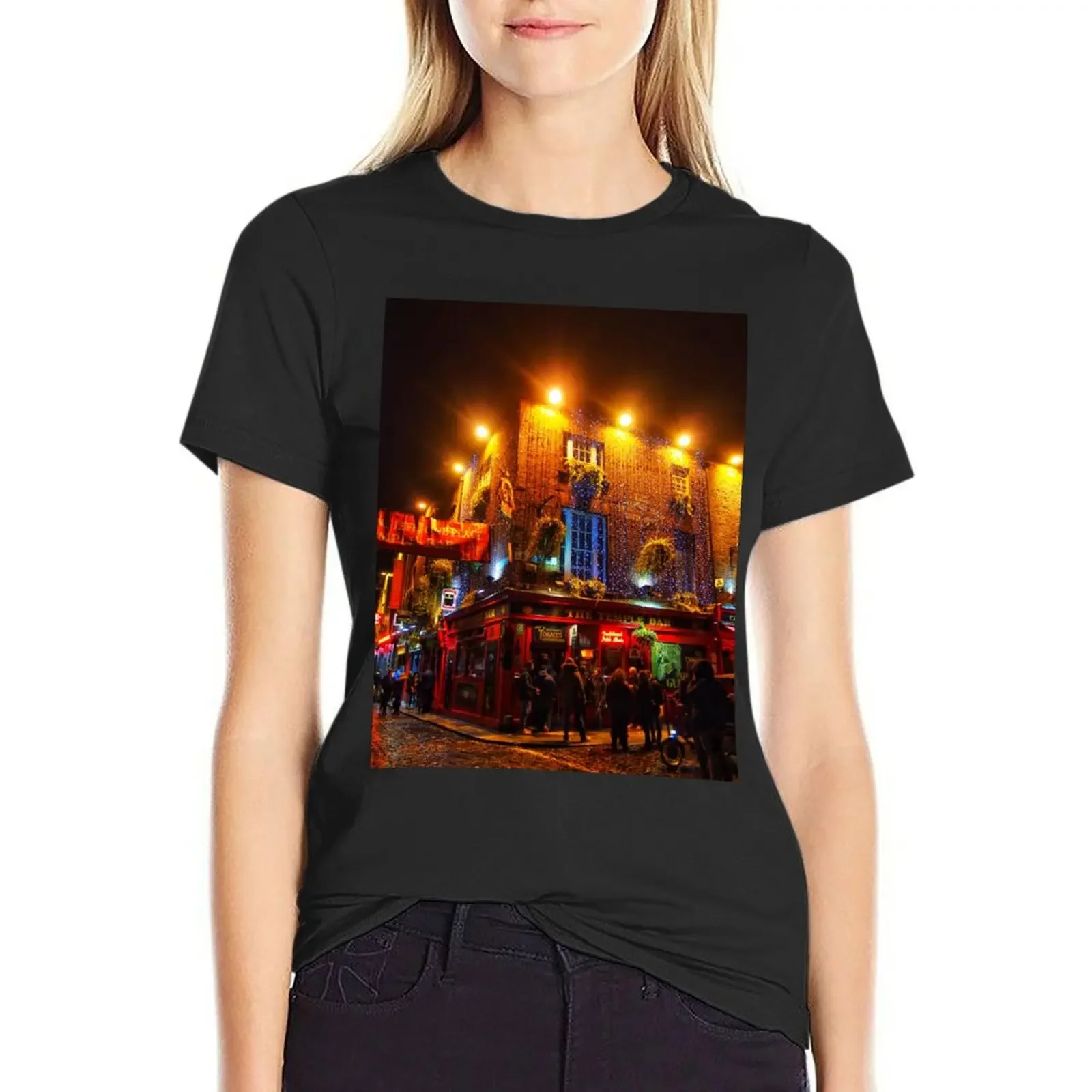 

Temple Bar Dublin, Ireland T-Shirt tees tops plus size tops korean fashion white t shirts for Women