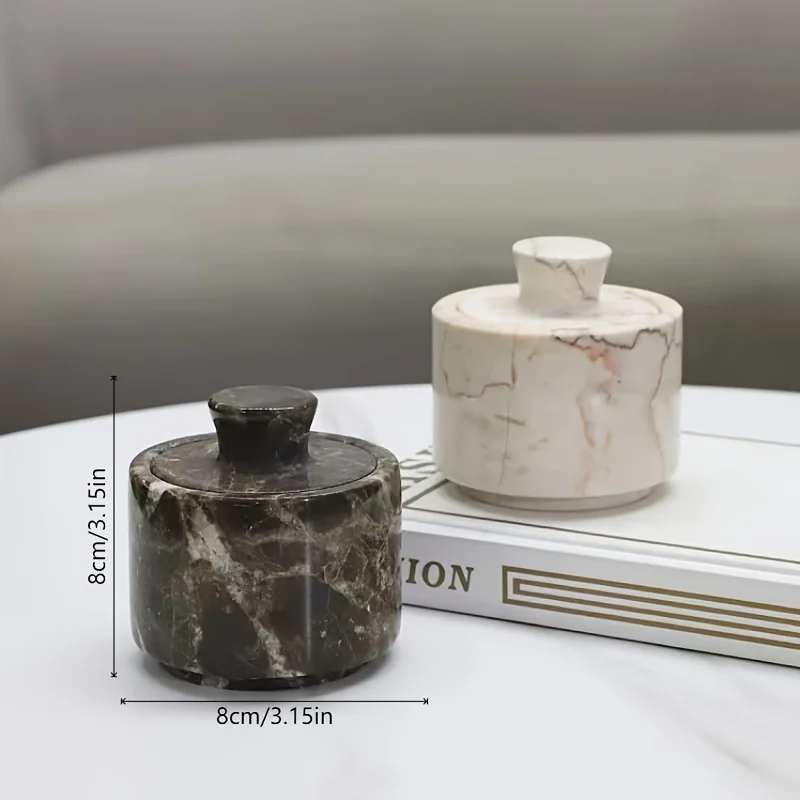 European Style Marble Storage Jar Minimalist Multi-Purpose Organizer Jewelry Box Sophisticated Tea Jar Desktop Home Decoration